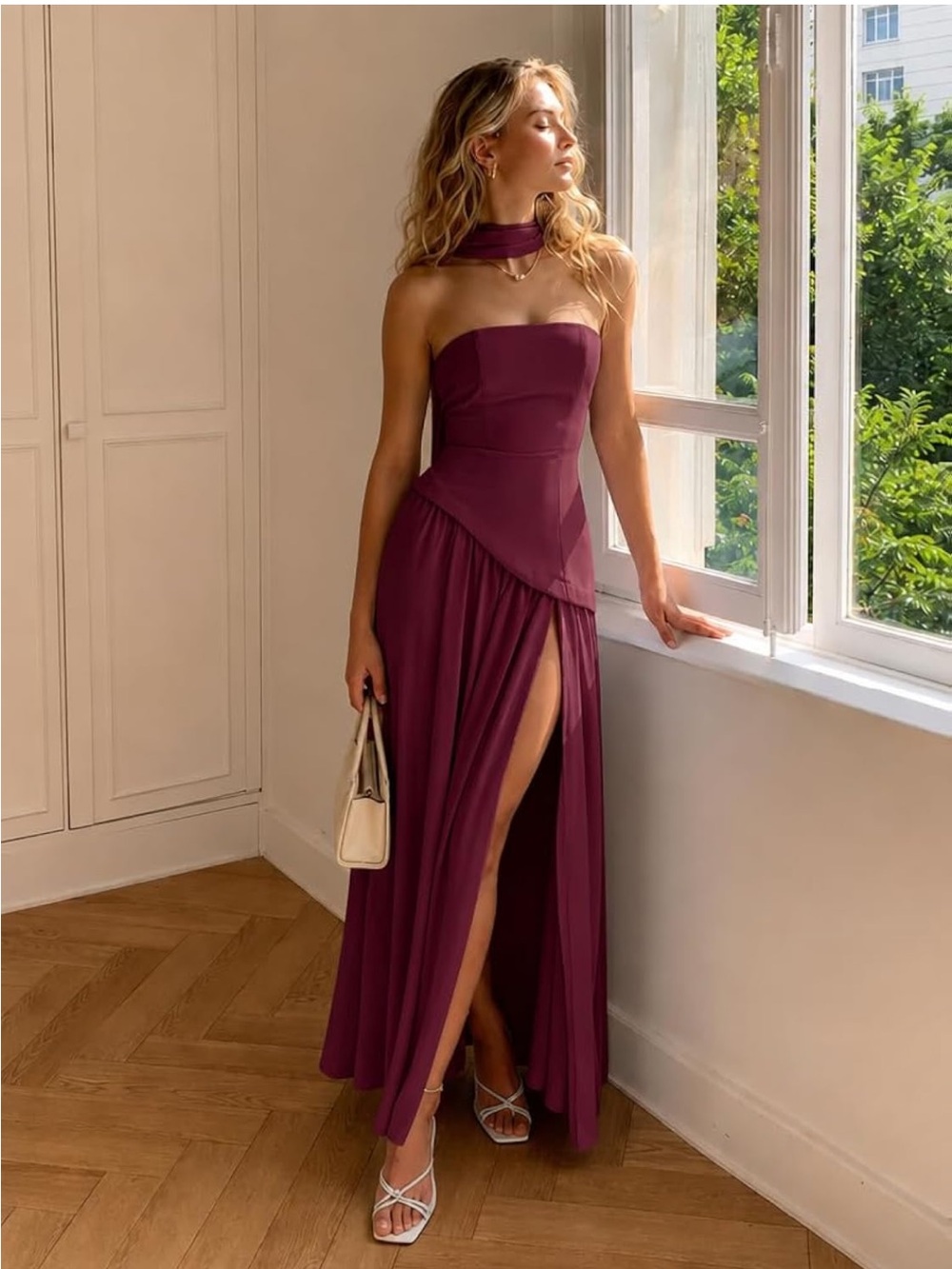 NWT Cider CHIFFON SCULPTURAL HALTER in XS Dress only
